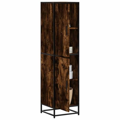 Higsose Hochschrank Seitenschrank Multifunktional Aufbewahrungsschrank für Wohnzimmer Schlafzimmer Flur oder Büro Innenmöbel Heimdekoration Räuchereiche 35,5x35x139 cm von Higsose