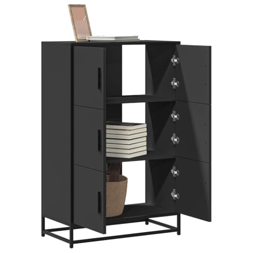 Higsose Hochschrank Seitenschrank Multifunktional Aufbewahrungsschrank für Wohnzimmer Schlafzimmer Flur oder Büro Innenmöbel Heimdekoration Schwarz 68x35x106,5 cm von Higsose