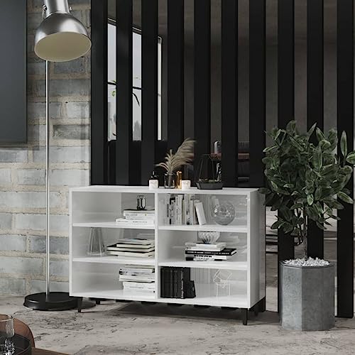 Higsose Komoda Kommode Schränke Kommoden 103,5x35x70 cm Dresser Komodenschrank Kommode Sideboard Komoda Do Salonu Livarno Kommode Schubladenschränke Hochglanz-Weiß von Higsose