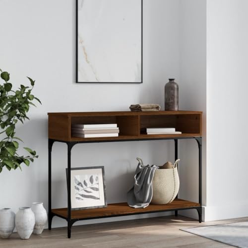 Higsose Konsolentisch 100x30,5x75 cm Eingangstisch Schmales Regal Flur Tisch Hallway Table Console Table Ablagetisch Beistelltisch Flur Flurschrank Schmal Braun Eichen-Optik von Higsose