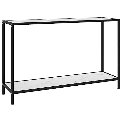 Higsose Konsolentisch 120x35x75 cm Sofatisch Flur Tisch Console Table Slim Hallway Table Flurtisch Schmal Konsole Holz Sideboard Regal Eingangstisch Weiß und Schwarz von Higsose