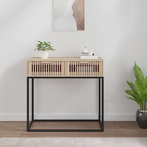 Higsose Konsolentisch 80x30x75 cm Flur Tisch Console Table Slim Hallway Table Flurtisch Schmal Regal Hinter Sofa Flurschrank Vintage Eingangstisch Standregal Ablagetisch Braun von Higsose