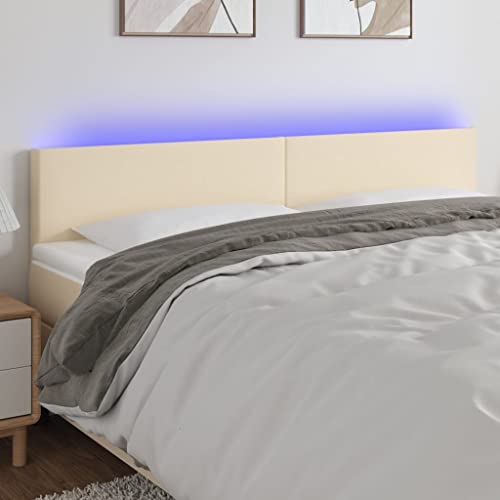 Higsose LED-Kopfteil Ausgezeichnete Rückenunterstützung Innenmöbel Schlafzimmerdekoration Praktisches Design Creme 180x5x78/88 cm von Higsose