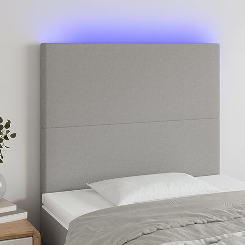 Higsose LED-Kopfteil Ausgezeichnete Rückenunterstützung Innenmöbel Schlafzimmerdekoration Praktisches Design Hellgrau 90x5x118/128 cm Higsose LED-Kopfteil Ausgezeichnete Rückenunterstützung Innenmöbel Schlafzimmerdekoration Praktisches Design Hellgrau 90x5x118/128 cm von Higsose