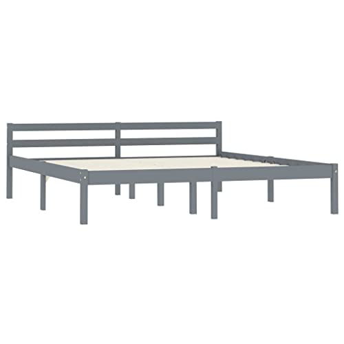 Higsose Massivholzbett Grau Kiefer 180x200 cm Bettgestell Bettrahmen Bed Frame Bettgestelle Bettrahmen Paletten Bett Daybed Metallrahmenbett Bettrahmen & Lattenroste von Higsose