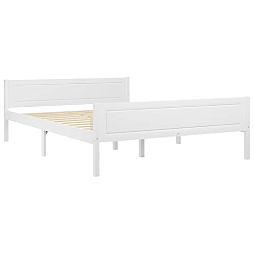 Higsose Massivholzbett Kiefer Weiß 160x200 cm Bettgestell Bettrahmen Bed Frame Bettgestelle Bettrahmen Paletten Bett Frames & Bases Metallrahmenbett Bettrahmen & Lattenroste von Higsose