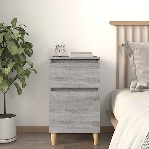 Higsose Nachttisch 40x35x70cm Grau Sonoma,Holzwerkstoff,Eukalyptusholz,Laptoptisch Fürs Bett,Nachttisch Holz,Kommode Schlafzimmer,Bedside Table,Schlafzimmer Möbel,Nachttisch Modern von Higsose