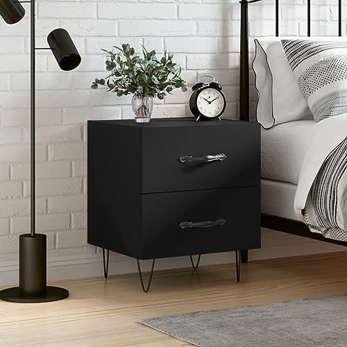 Higsose Nachttisch 44x40x47,5cm Schwarz,Holzwerkstoff,Eisen,Nachttisch Modern,Laptoptisch Fürs Bett,Kleiner Schrank,Wohnzimmer Regal,Beistelltisch Holz,Couchtisch Klein von Higsose