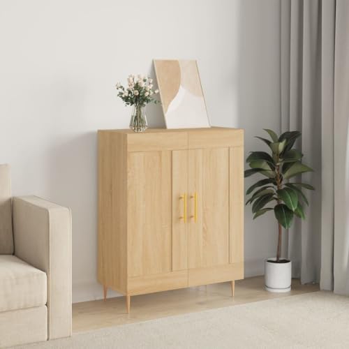 Higsose Sideboard 69,5x34x90cm Sonoma-Eiche Holzwerkstoff,Metall Bücherschrank Wäscheschrank Gartenschrank Kleiderschrank Kinderzimmer Rollcontainer Fernsehschrank Aufbewahrungskorb Highboard von Higsose