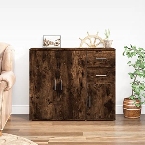 Higsose Sideboard Räuchereiche 91x29,5x75 cm Holzwerkstoff Moderne Kommode Mit Viel Stauraum für Flur Küche Bad Sideboard Beistellschrank Schrank Chest of Drawer von Higsose