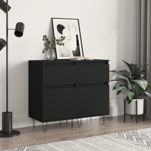 Higsose Sideboards 2 STK. Schwarz 40x35x70 cm Holzwerkstoff Sideboard Schlafzimmer Kommode Schubladen Comoden Schrank Komodenschrank Schmal Kommoden Schrank Kommode von Higsose