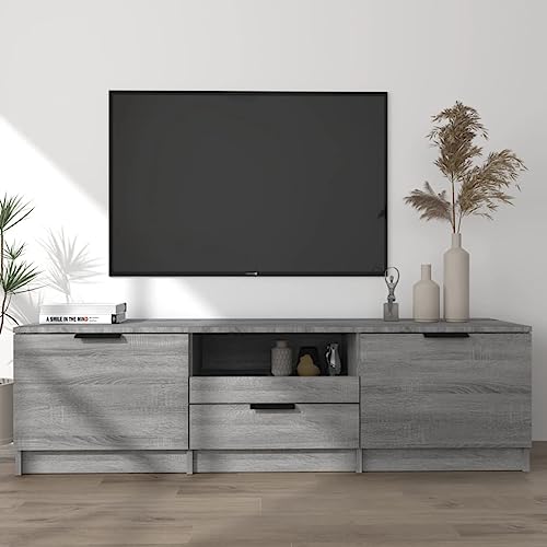 Higsose TV-Schrank 140x35x40cm Grau,Holzwerkstoff,Fernsehschrank Wird,TV-Ständer,HiFi-Schrank,Kommode Holz,Stauraumschrank,Regal Schrank,TV-Schrank Im Industrie-Design,Beistellschrank, A810 von Higsose