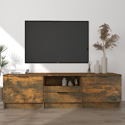 Higsose TV-Schrank 140x35x40cm Räuchereiche,Holzwerkstoff,Der Stereoschrank,Holzwerkstoff Gefertigte Bücherregal,Modernen Medienschrank,Trendige TV Board,Verfügt über Türen, A810 von Higsose