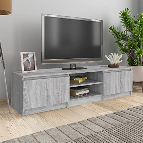 Higsose TV-Schrank 140x40x35,5cm Grau Sonoma,Holzwerkstoff,Fernsehschrank Holz,TV Schrank Im Industrie-Design,Wohnzimmer Möbel,TV Unterschrank,HiFi-Schrank,Gartenschrank von Higsose