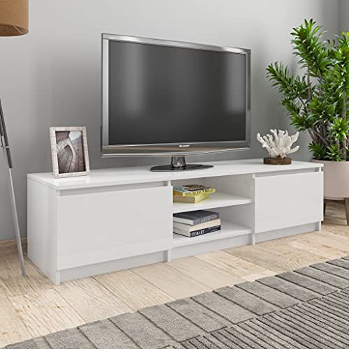 Higsose TV-Schrank 140x40x35,5cm Hochglanz-Weiß,Holzwerkstoff,Modernen Medienschrank,Moderne TV Möbel,Regal Schrank,HiFi-Schrank,Fernseher Tisch Modern,Robuste TV Sideboard von Higsose