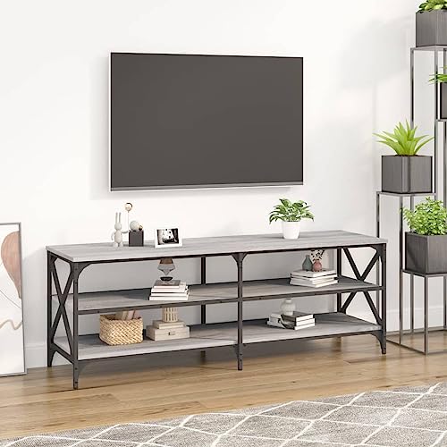 Higsose TV-Schrank 140x40x50cm Grau Sonoma,Holzwerkstoff,Eisen,Fernseher Tisch Modern,TV Unterschrank,Fernsehschrank Wird,Wohnzimmer Vitrine,HiFi-Schrank,Stauraumschrank,Beistellschrank von Higsose