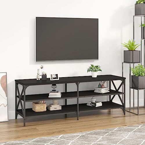 Higsose TV-Schrank 140x40x50cm Schwarz,Holzwerkstoff,Eisen,Modernen Medienschrank,Robuste TV Sideboard,Moderne TV Möbel,Regal Schrank,HiFi-Schrank,Fernseher Tisch Modern,Beistellschrank von Higsose