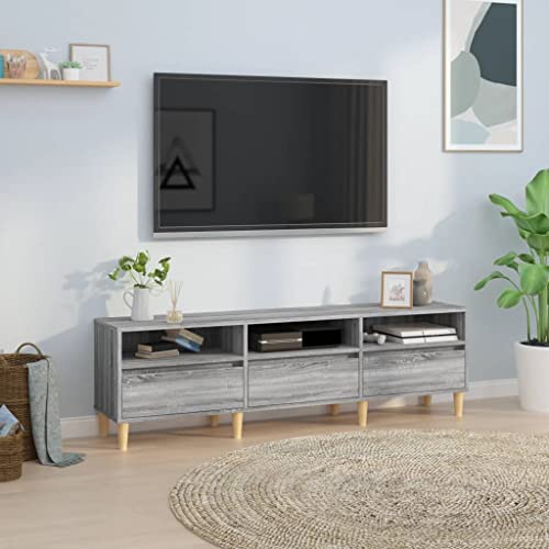 Higsose TV-Schrank 150x30x44,5cm Grau Sonoma,Holzwerkstoff,Eukalyptusholz,Trendige TV Board,Der Stereoschrank,TV Unterschrank,Wohnzimmer Vitrine,HiFi-Schrank,Fernseher Tisch Modern,Sideboard von Higsose