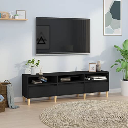 Higsose TV-Schrank 150x30x44,5cm Schwarz,Holzwerkstoff,Eukalyptusholz,Der Stereoschrank,Medienschranks,TV Schrank Im Industrie-Design,Wohnzimmer Vitrine,TV Unterschrank,Stauraumschrank von Higsose