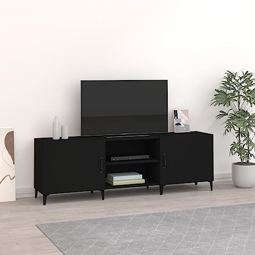 Higsose TV-Schrank 150x30x50cm Schwarz,Holzwerkstoff,Eisen,Wohnzimmer Möbel,Moderne TV Möbel,Terrassenschrank,Holzwerkstoff Gefertigte Bücherregal,HiFi-Schrank,Robuste TV Sideboard von Higsose