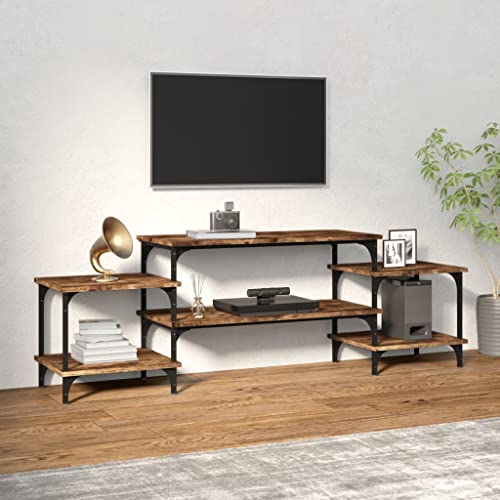 Higsose TV-Schrank 157x35x52cm Räuchereiche,Holzwerkstoff,Stahl,Fernsehschrank Wird,Stauraumschrank,TV-Ständer,HiFi-Schrank,Wohnzimmer Vitrine,Regal Schrank,TV-Schrank Im Industrie-Design, A810 von Higsose