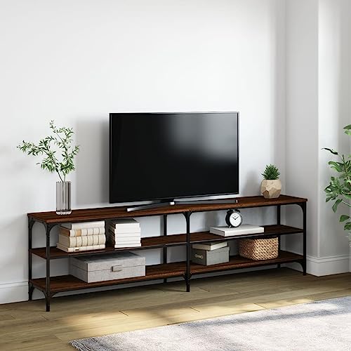 Higsose TV-Schrank 180x30x50cm Braun Eichen-Optik,Holzwerkstoff,Metall,Stauraumschrank,TV-Ständer,HiFi-Schrank,Regal Schrank,TV-Schrank Im Industrie-Design,Wohnzimmer Vitrine,Fernsehschrank Wird von Higsose