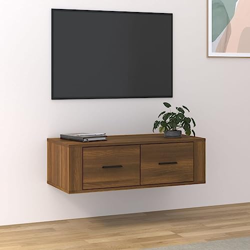 Higsose TV-Schrank 80x36x25cm Braun Eichen-Optik,Holzwerkstoff,TV Schrank Hängend,Holzwerkstoff Gefertigte Bücherregal,Der Stereoschrank,Fernseher Tisch Modern,Wohnwand Wohnzimmer, A810 von Higsose