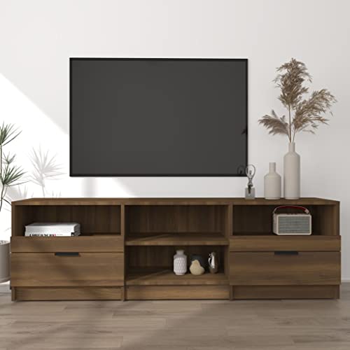 Higsose TV Schrank Fernsehtisch TV Lowboard 150x33,5x45cm Fernsehschrank TV Tisch TV Möbel TV Table TV Kommode TV Stand TV Cabinet Braun Eichen-Optik von Higsose