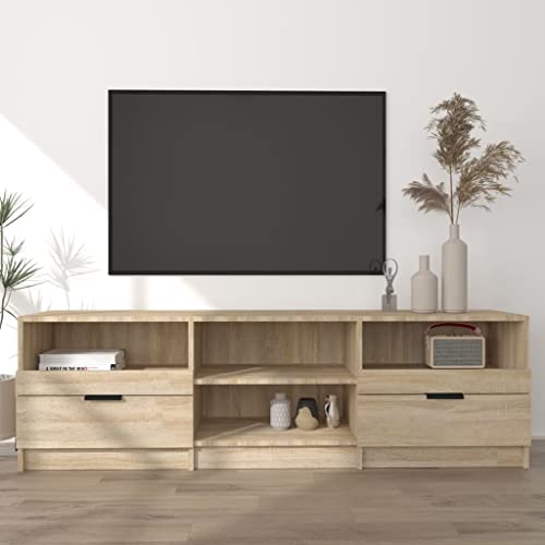 Higsose TV Schrank Fernsehtisch TV Lowboard 150x33,5x45cm Fernsehschrank TV Tisch TV Möbel TV Table TV Kommode TV Stand TV Cabinet Sonoma-Eiche von Higsose