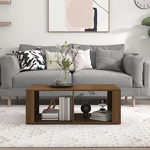 Higsose Wohzimmer Couchtisch 100x50x36 cm Wohnzimmertisch Holz Sofatisch Modern Couchtisch Angebot Coutschtische Einfach Tisch FüR Wohnzimmer Living Room Table Stubentisch Braun Eichen-Optik von Higsose