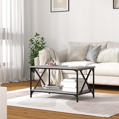 Higsose Wohzimmer Couchtisch 80x50x45 cm Wohnzimmertisch Holz Couch Tischchen Sofatisch Modern Couchtisch Angebot Coutschtische Einfach Tisch FüR Wohnzimmer Coutisch Industrial Grau Sonoma von Higsose