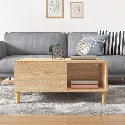 Higsose Wohzimmer Couchtisch 80x80x36,5 cm Wohnzimmertisch Holz Couch Tischchen Modern Couchtisch Angebot Coutschtische Einfach Beistelltisch Coffee Table Stubentisch Sonoma-Eiche von Higsose