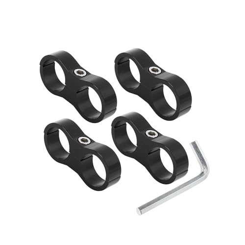 Hihaha 4 x schwarze AN12 24 mm Auto-Schlauchabscheider-Klemmen-Adapter mit Schraubenschlüssel, langlebiges Material von Hihaha