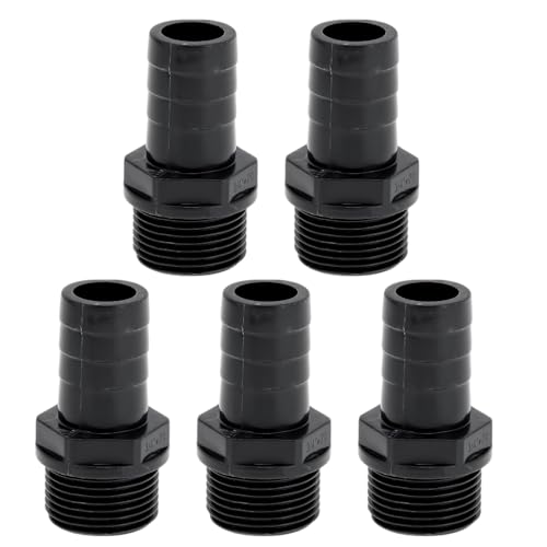 Hihaha Kunststoff-Schlauchstutzen 25/32" 3/4" BSPT Männliches Gewinde Gerader Rohrverbinder 5 Stück von Hihaha