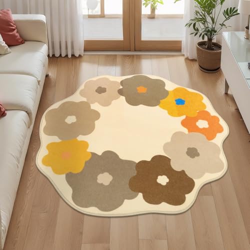 Teppich mit unregelmäßigem Blumenmuster, graue Blumenform, für den Innenbereich, niedlicher Schlafzimmer-Bodenteppich, rutschfest, waschbar, Teppiche für Mädchenzimmer, Wohnzimmer, Schlafsaal Teppich mit unregelmäßigem Blumenmuster, graue Blumenform, für den Innenbereich, niedlicher Schlafzimmer-Bodenteppich, rutschfest, waschbar, Teppiche für Mädchenzimmer, Wohnzimmer, Schlafsaal von HiiARug