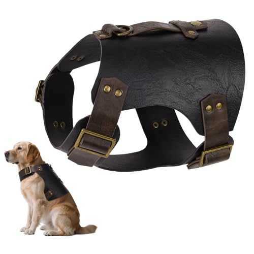 HiiFeuer Mittelalterliche Hundepanzerung aus Kunstleder Verstellbares Lustiges Hundekostüm Vest, Mittelalter-Rüstung für Cosplay – Passend für die meisten Hunde (Schwarz L) von HiiFeuer