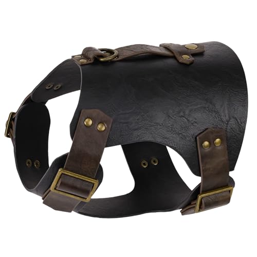 HiiFeuer Mittelalterliche Hundepanzerung aus Kunstleder Verstellbares Lustiges Hundekostüm Vest, Mittelalter-Rüstung für Cosplay – Passend für die meisten Hunde (Schwarz M) von HiiFeuer