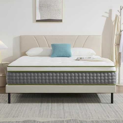 Hiimgo Doppelmatratze, Hybrid-Taschenfederkern und Memory-Schaum, 26,9 cm Doppelbett-Matratze, mittelfest mit atmungsaktivem Strick und Linderung von Rückenschmerzen, 135 x 190 x 27 cm von Hiimgo