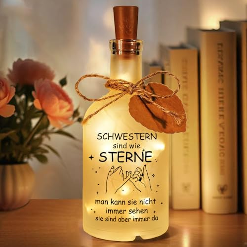 Hiipeefeel Beste Große Schwester Geschenk, LED Flaschenlicht, Geburtstagsgeschenk Muttertagsgeschenk Schwester, Geschenk für Schwester Geburtstag Weihnachten Muttertag von Hiipeefeel