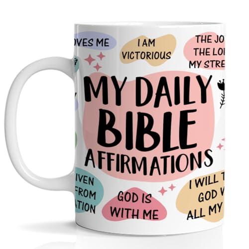 Hijie Inspirierende christliche Kaffeetasse, Bibelvers Geschenke, religiöse Geschenke für Freunde, Kollegen, Mutter, Lehrer, Schwester, motivierende Tasse, 325 ml Keramiktasse von Hijie