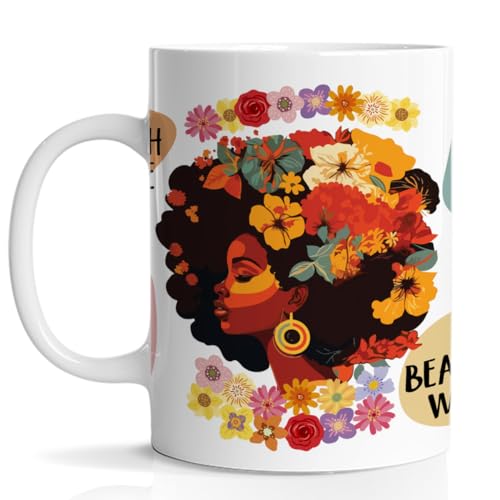 Hijie Positive Affirmation Black Girl Kaffeetasse, inspirierende Geschenke für schwarze Frauen, motivierende Geschenke, schwarzes Mädchen, Tassen, Geschenk, 325 ml Keramiktasse von Hijie