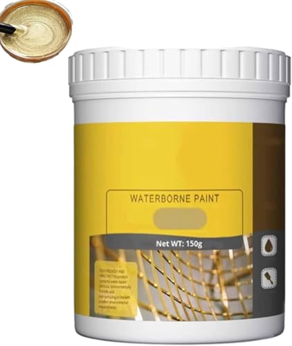 150 g wetterbeständige Goldfarbe auf Wasserbasis, Blattgoldfarbe auf Wasserbasis, Außendekorationsfarbe, dekorative Spezial-Metallic-Farbe für Kunstverschönerung, Malerei, Kunsthandwerk (Gold) von Hikaka