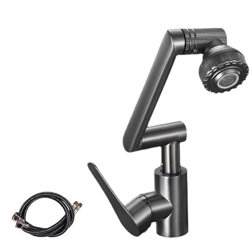 Heißer und kalter Universal-Drehhahn, Großer Winkel 2 Modi Erweiterung Wasserhahn Belüfter, Roboterarm 1080° drehbarer Wasserhahn, Spritzwassergeschützter Wasserhahn Belüfter (Schwarz) von Hikaka