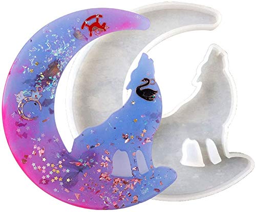 Hikaka Herstellung von Schmuck Dekor DIY Silikonform Epoxidharz Kristallleim Gussform (Mond Wolf) von Hikaka