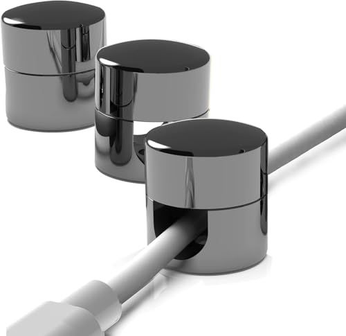 Kabelverankerungen für Schreibtischorganisation Gun Metal Wire Snap, Charger Cable Management Clips, Aluminium-Kabel-Organisatoren, Stromkabel-Halterung (Grau) von Hikaka