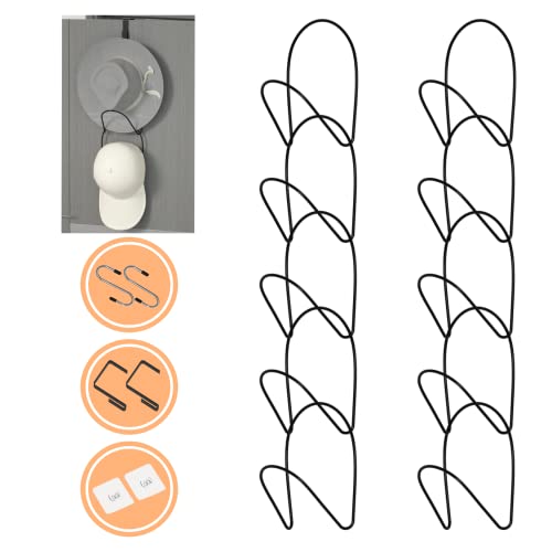 Hat Organiser Holder Closet Hanging Baseball Cap Display Storage Rack for Scarves Handbags Towels Clothes Ties with Hooks for Hanging 10 Pieces Black von Hikinlichi