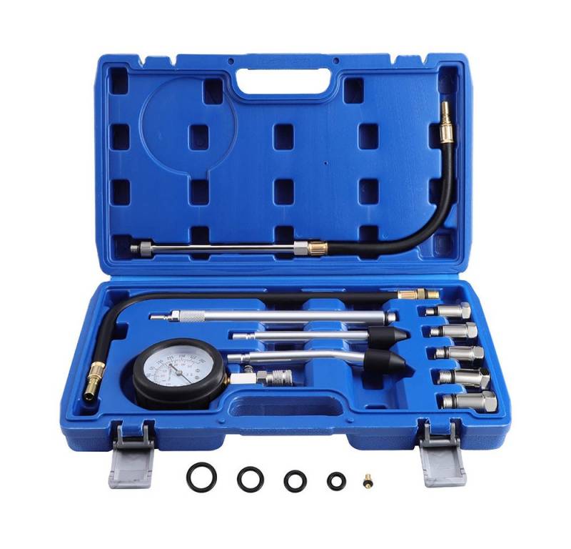 Hikity Druckluftgeräte-Set Druckluftgeräte-Set Kompressionsprüfer Set Kompressionstester, 1-tlg., meßen Kfz M10, M12, M14, M16, M18 0-20 bar & 0-300 psi von Hikity