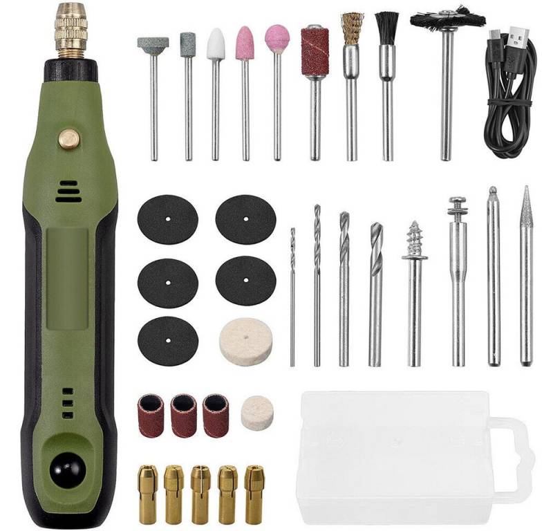 Hikity Elektro-Multifunktionswerkzeug 34Tlg Multifunktionswerkzeug USB Akku für Mehrzweck Drehwerkzeug, Mini-Elektroschleifer, 34-teiliges Set von Hikity