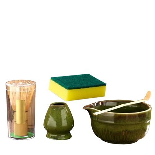 5 Stück Matcha Set, Matcha Besen, Matcha Schale, Matcha Set Rosa, Matcha Tee Set für die Zubereitung von Milchkaffee, und Schüssel mit löffel & Sieb von Hiksee