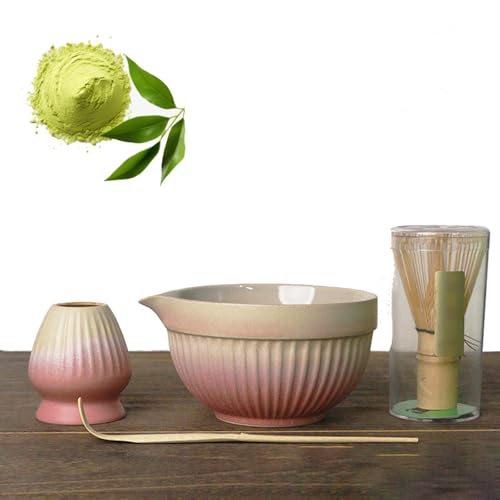 Matcha Set, 4 Stück Matcha Tee Set mit Matcha Besen, Edelstahlsieb, Matcha Schale, 1 Matcha Löffel, Besenhalter aus Keramik, Geschenk für Matcha-Liebhaber, von Hiksee